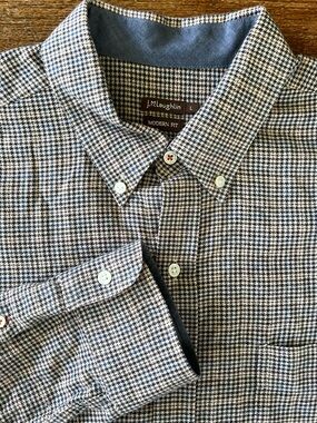 J.McLaughlin Modern Fit 100% Cotton Houndstooth Button Down Flannel Shirt L